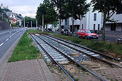 Provisorische Gleisverlegung an der Haltestelle Ruderzentrum. 28.07.2016 – André Werske