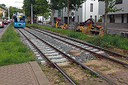 Provisorisch verlegte Gleise am Ruderzentrum. 10.08.2016 – André Werske