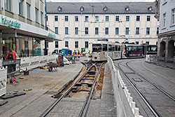 Weichenwechsel im Gleisdreieck Schönbornstraße / Juliuspromenade. 31.07.2017 – André Werske