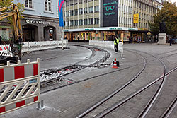 Gleisbauarbeiten in der Juliuspromenade Ecke Schönbornstraße