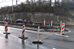 Gleisbauarbeiten in der Stuttgarter Straße.