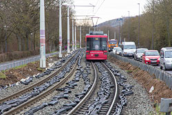 Vorbereitungsarbeiten zur Begrünung der Gleisanlage zwischen Steinbachtal und Dallenbergbad. 13.02.2020 – André Werske