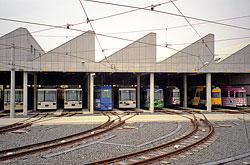 5 GT-N, 1 GT-E und 3 GT-H im Straba-Depot am Heuchelhof. 04/1997 – André Werske