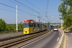 GT-E 201 und GT-N 260 am oberen Abschnitt der Steilstrecke am Heuchelhof. 12.06.2015 – André Werske