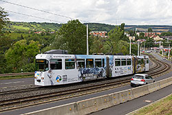 GTE 205 auf der Steilstrecke zwischen Heidingsfeld und Heuchelhof. 29.07.2016 – André Werske