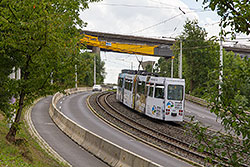 GTE 205 auf der Steilstrecke zwischen Heidingsfeld und Heuchelhof.