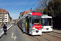 Provisorische Haltestelle am Sanderglacis wegen Gleisbauarbeiten in der Sanderstraße. 25.03.2017 – André Werske