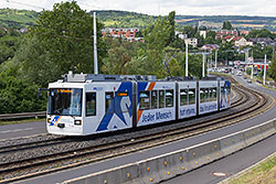 GT-N 252 auf der Steilstrecke zwischen Heidingsfeld und Heuchelhof. 29.07.2016 – André Werske