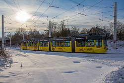 GTN 264 biegt am Prager Ring in Richtung Rottenbauer ab. 28.12.2014 – André Werske